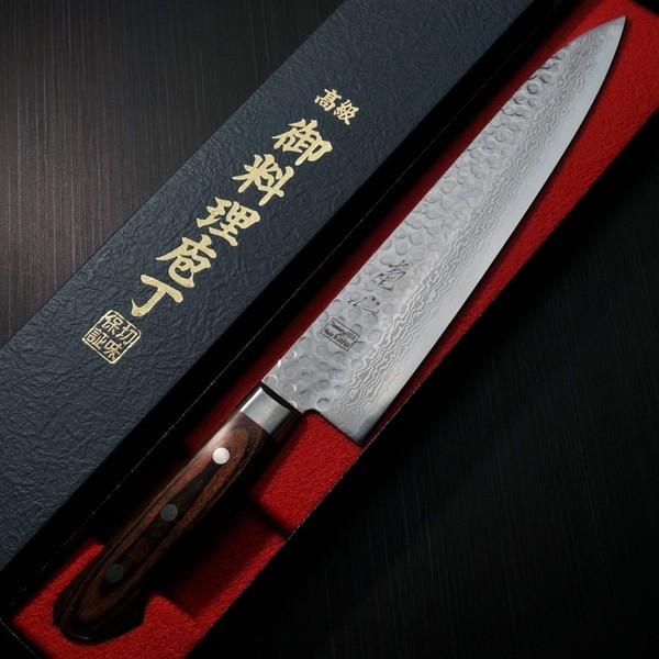 包丁 牛刀 240mm V金10号 ダマスカス ステンレス 一心刃物 8寸 関市 日本製 すごく よく 切れる プロ プレゼント ギフト ラッピング 送料無料