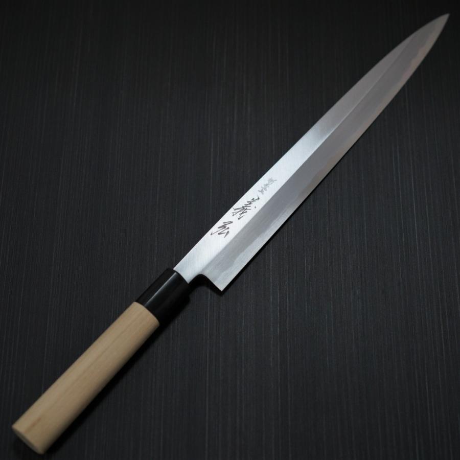 包丁 柳刃300mm 郷右馬允義弘 上作 安来鋼白紙2号 鞘付 水牛柄