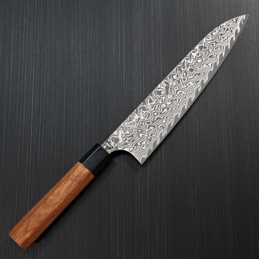 包丁 牛刀 210mm V字 黒染 ダマスカス 粉末ステンレスハイス 包丁 牛刀 210mm V字 黒染 ダマスカス 粉末ステンレスハイス