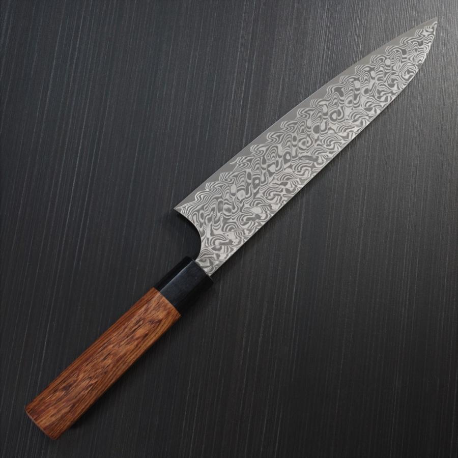 包丁 牛刀 210mm V字 黒染 ダマスカス 粉末ステンレスハイス スーパー