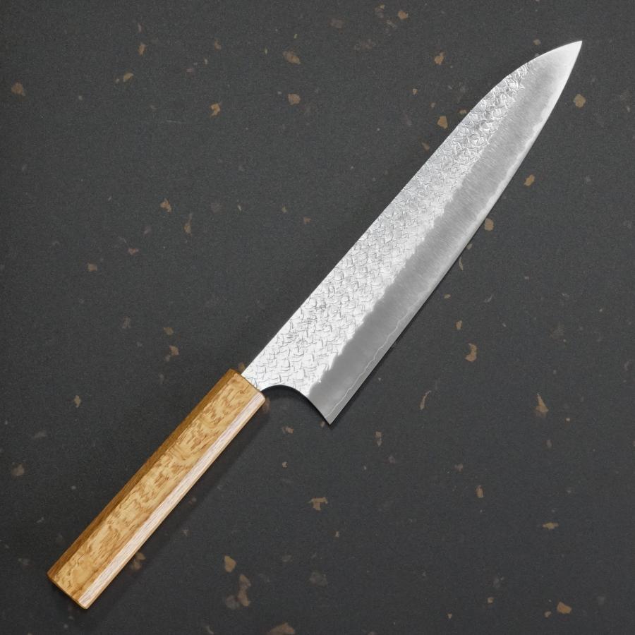 包丁 牛刀 240mm 粉末ステンレスハイス スーパーゴールド2 槌目 鍛造 8  