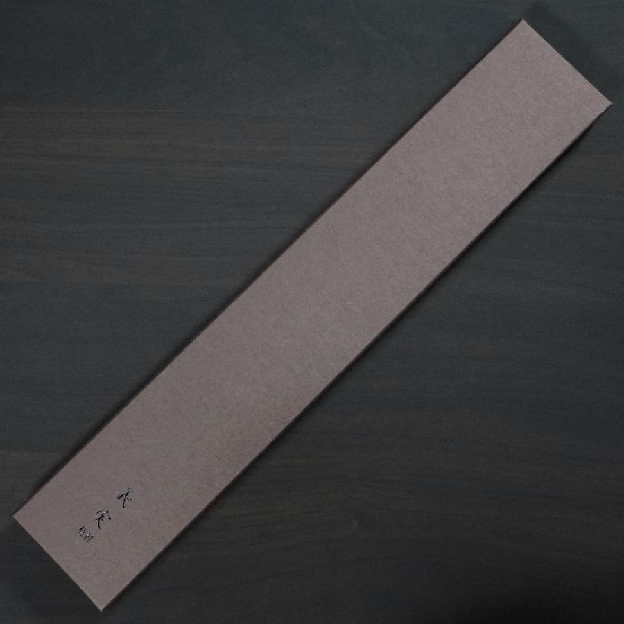 包丁 牛刀 240mm 粉末ステンレスハイス スーパーゴールド2 槌目 鍛造 8寸 カトウ打刃物製作所 義実作 漆塗樫柄 MINAMO 越前打刃物 日本製_7