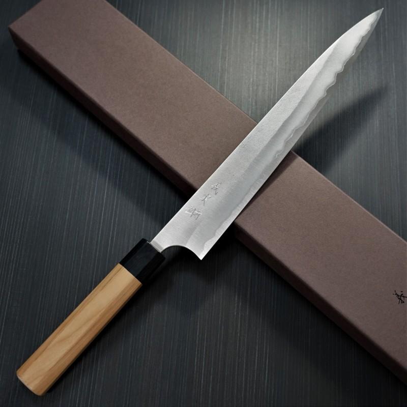 包丁 筋引 270mm 筋引き カトウ打刃物製作所 義実作 青紙スーパー 梨地