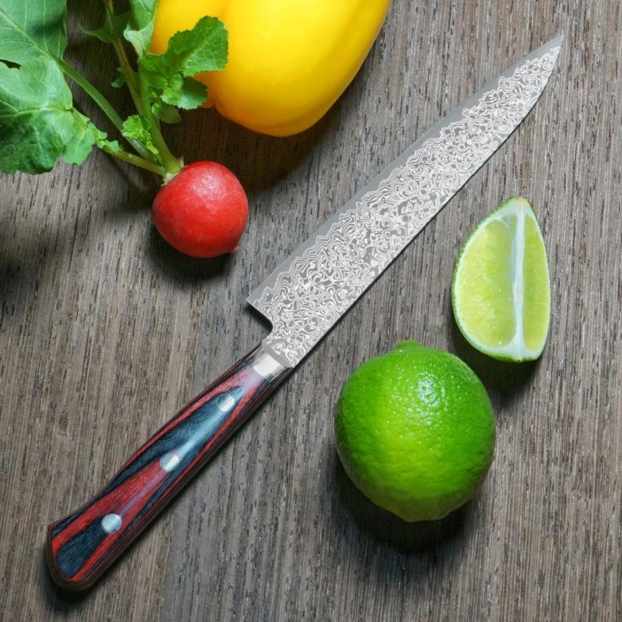 包丁 ペティナイフ 150mm 黒染ダマスカス63層 V金10号 ステンレス