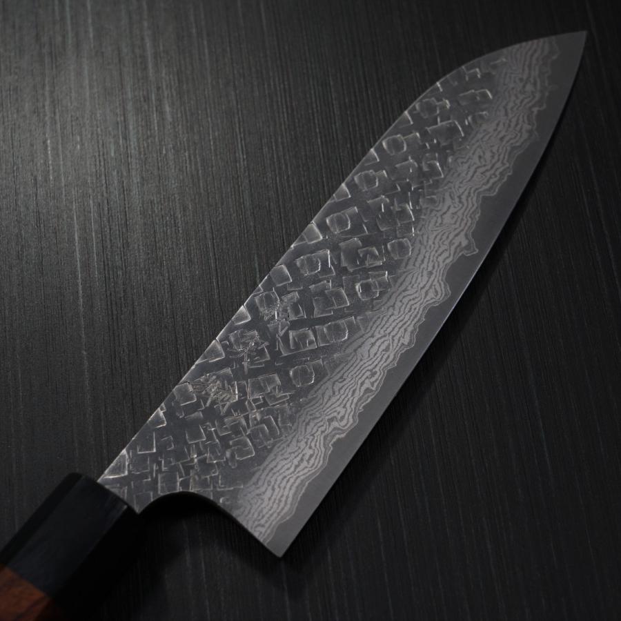 包丁 三徳 ダマスカス 日本製 越前打刃物 V金10号 ステンレス 槌目 本
