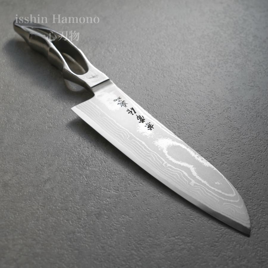 包丁 三徳 170mm V金10号 VG10 17層ダマスカス オールステンレス 関