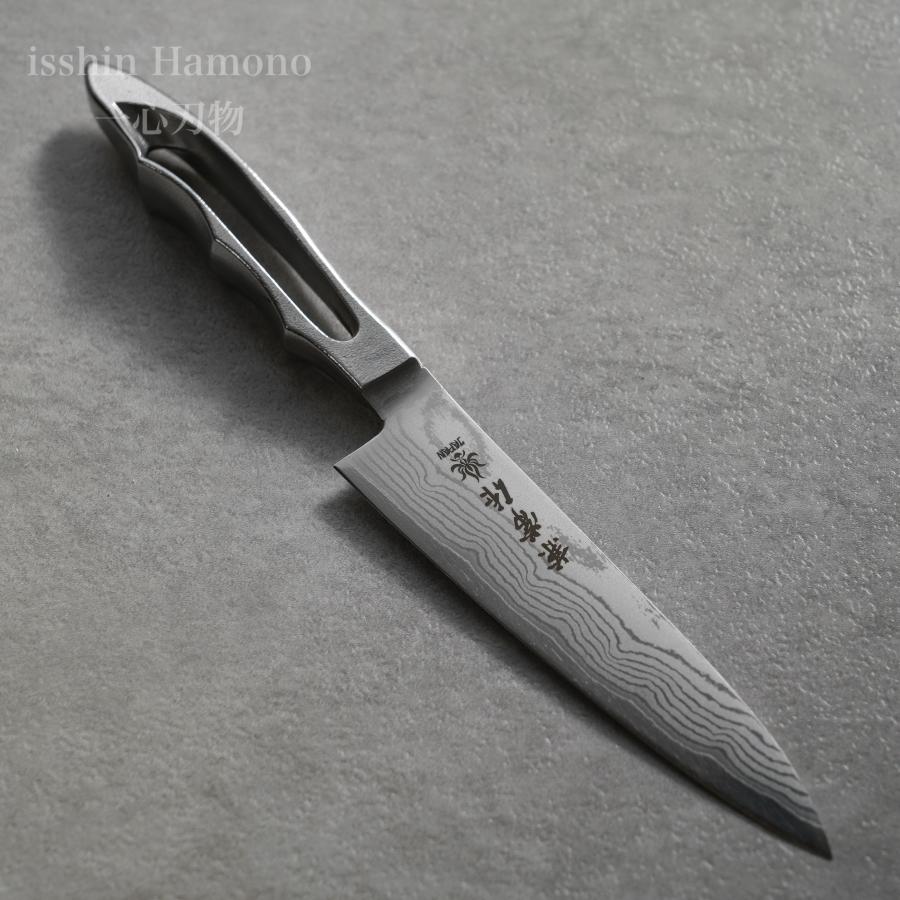 包丁 ペティナイフ 120mm V金10号 VG10 17層ダマスカス オールステンレス 4寸 関兼常 兼常作 三ノ池シリーズ 日本製の画像