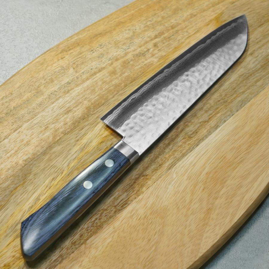 包丁 三徳 170mm V金10号 鎚目積層 訓平作 刻流 増谷刃物製作 越前打