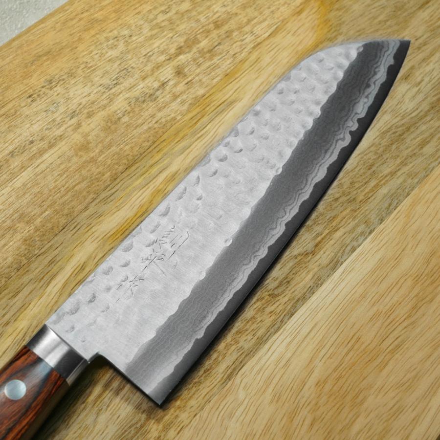 包丁 三徳 170mm V金10号 鎚目積層 訓平作 刻流 増谷刃物製作 越前打