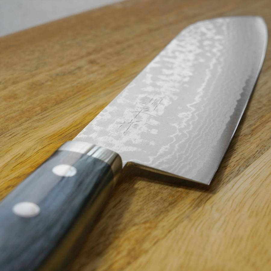 包丁 三徳包丁 170mm V金10号 積層 訓平作 彩流 増谷刃物製作 青柄