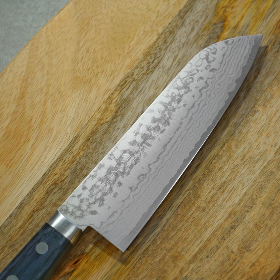 包丁 三徳包丁 170mm V金10号 積層 訓平作 彩流 増谷刃物製作 青柄