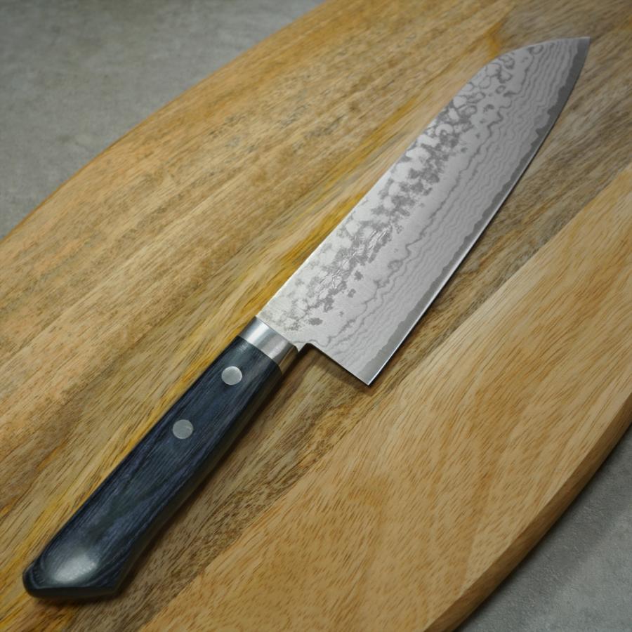 包丁 三徳包丁 170mm V金10号 積層 訓平作 彩流 増谷刃物製作 青柄