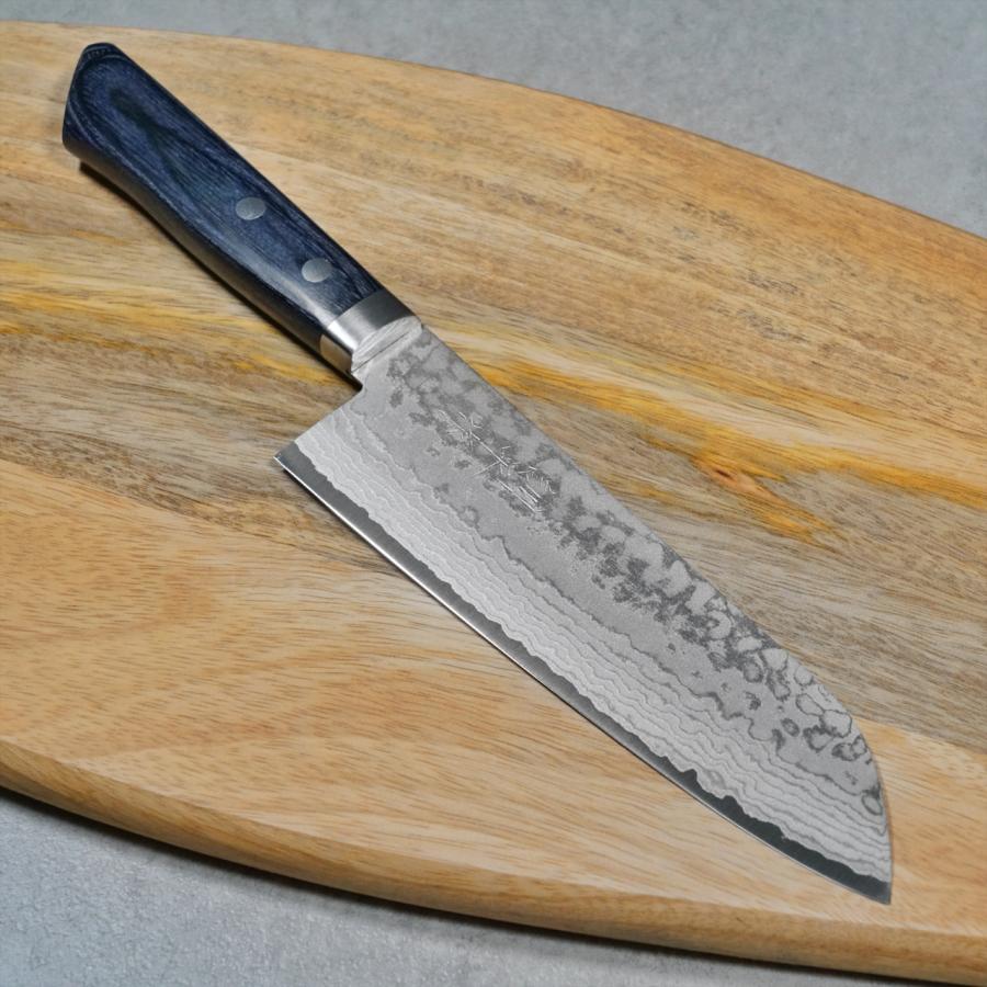 包丁 三徳包丁 170mm V金10号 積層 訓平作 彩流 増谷刃物製作 青柄