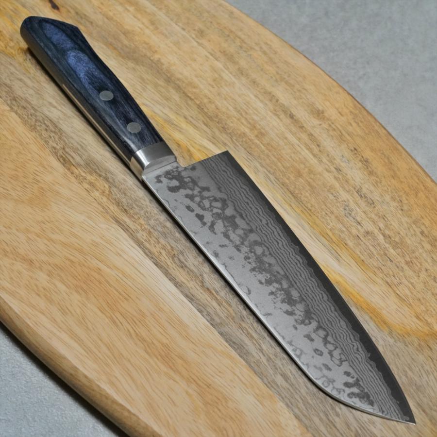 包丁 三徳包丁 170mm V金10号 積層 訓平作 彩流 増谷刃物製作 青柄