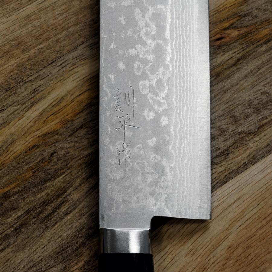 訓平作 菜切 包丁 165mm V金10号 槌目ダマスカス 紺柄 越前打刃物 楽天