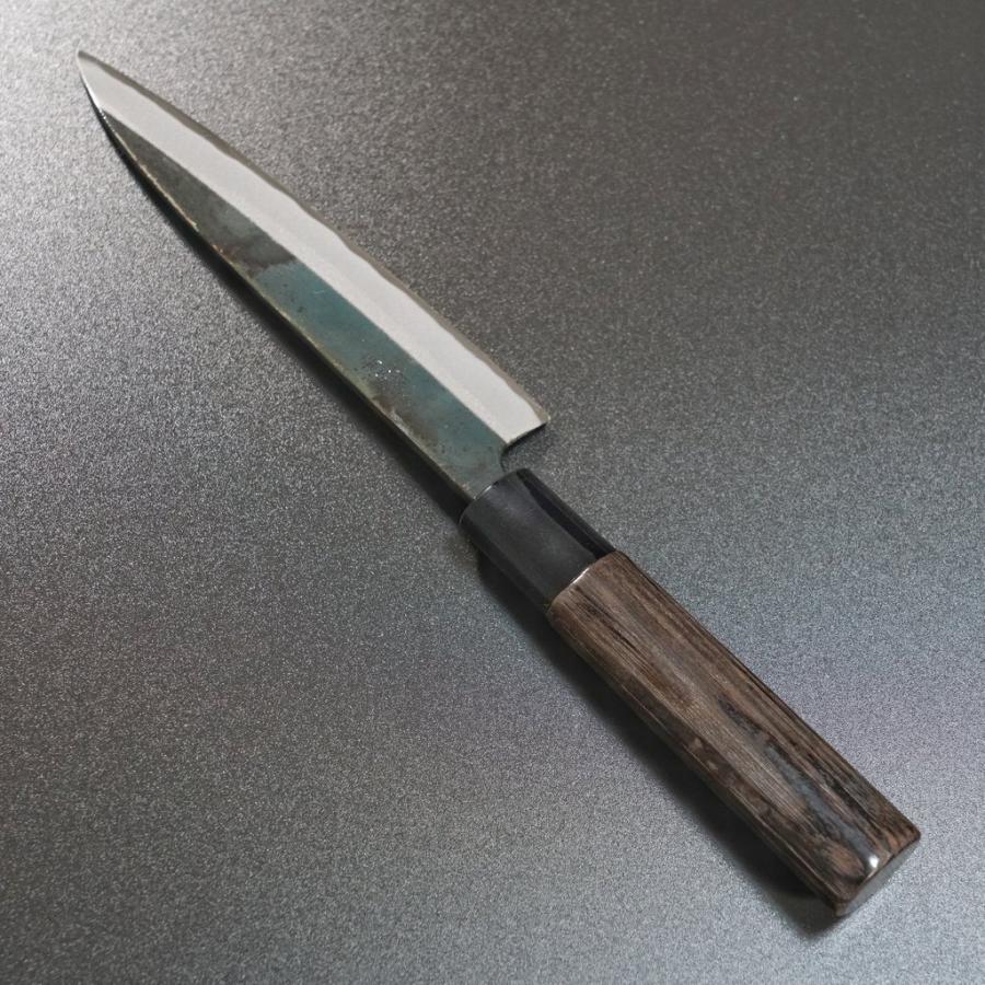 本焼　切付　ペティナイフ　150mm 包丁　5寸　和包丁　刃紋　黒檀　堺打刃物 九佐吉 ZDP189 ペティナイフ（磨き）150mm紫檀柄 - 九佐吉