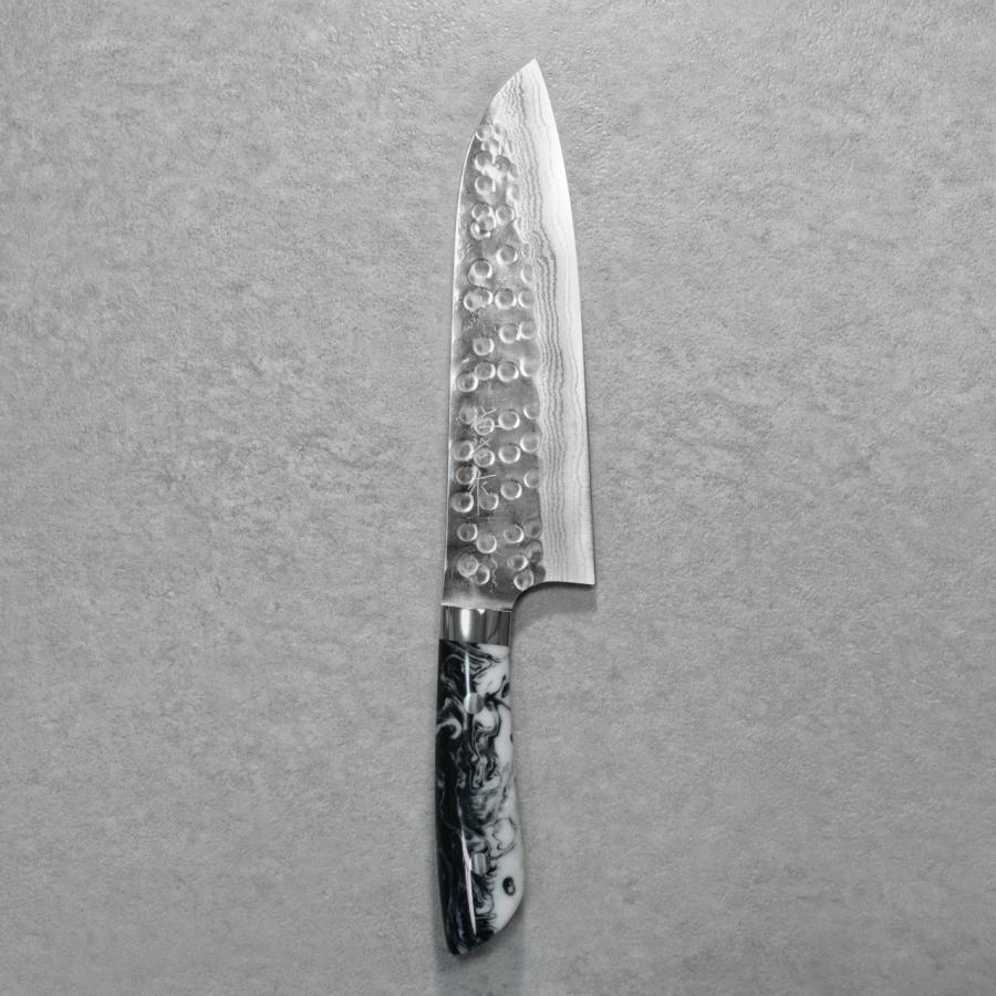 包丁 三徳 180mm 佐治打刃物 槌目 SRS13 粉末ハイス鋼 アクリル 包丁 三徳 180mm 佐治打刃物 槌目 SRS13 粉末ハイス鋼 アクリル