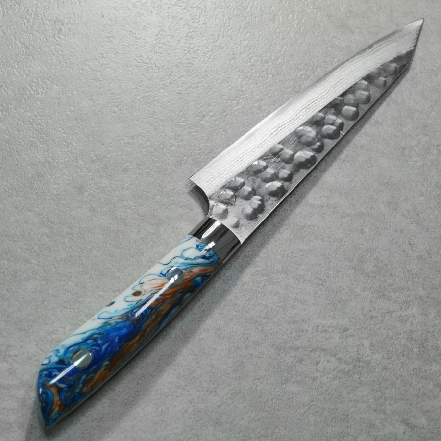 佐治作 ペティ130ｍｍ SRS13 粉末ハイス鋼 槌目 黒合板洋柄 未使用品 包丁 ペティナイフ 130mm 佐治打刃物 槌目 SRS13 粉末ハイス鋼