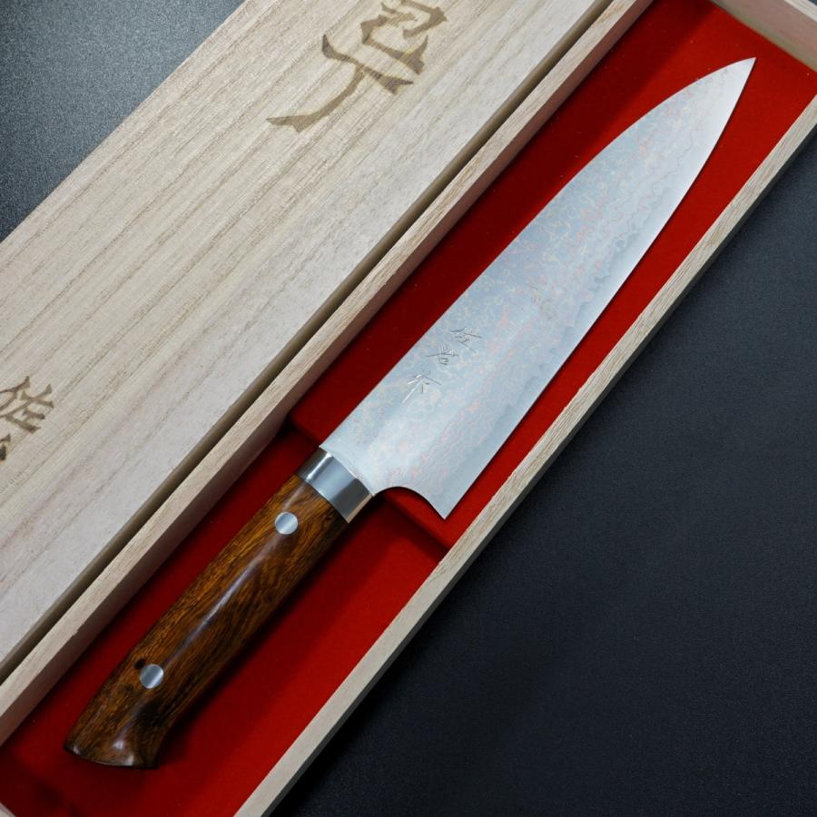 包丁 牛刀 210mm 有色ダマスカス アイアンウッド 佐治武士 佐治打刃物