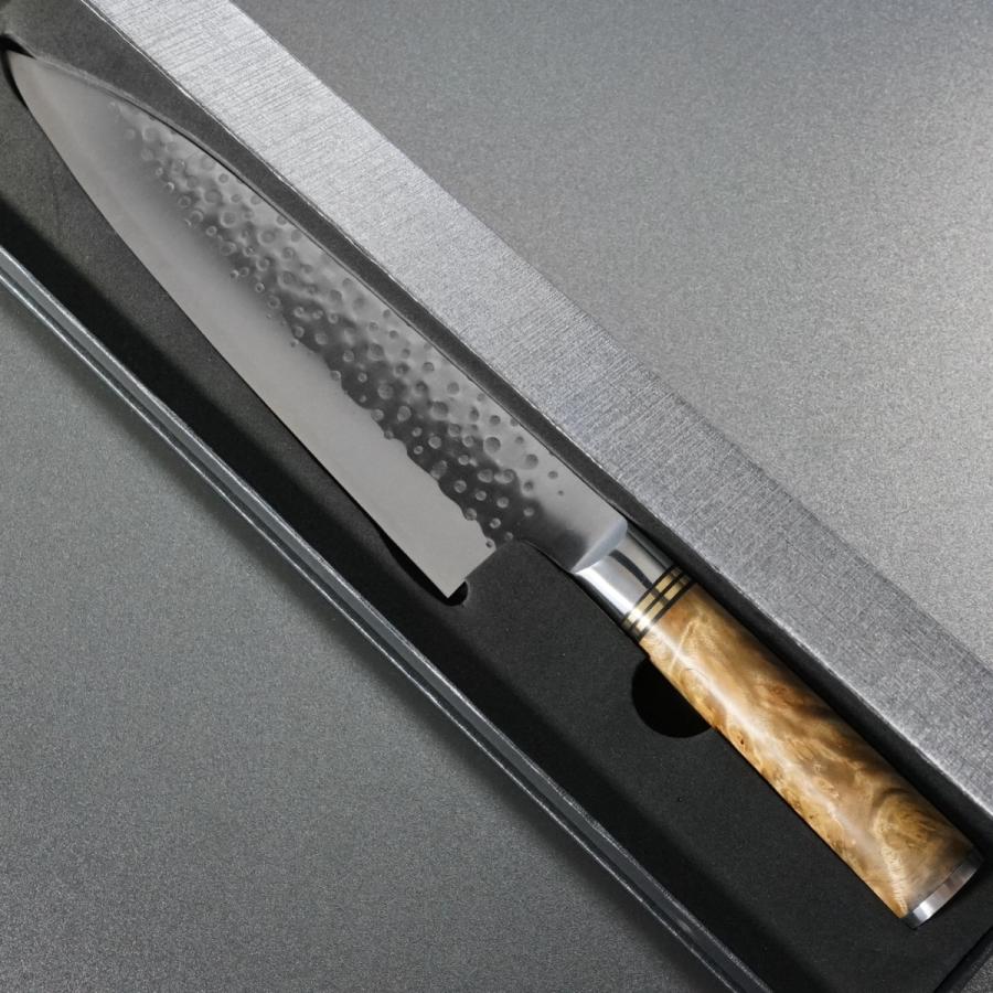 包丁 牛刀 210mm 佐治武士 粉末ハイスステンレス スーパーゴールド２ 花梨瘤 佐治打刃物 日本製 越前打刃物｜discovery-shop｜13