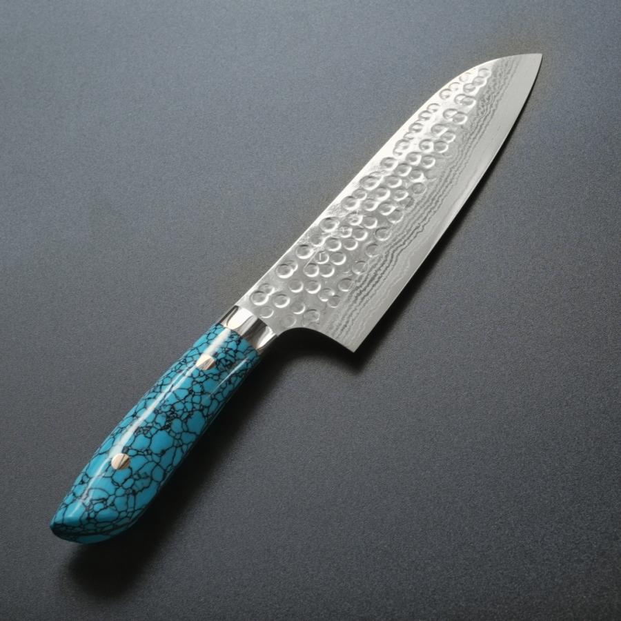 包丁 三徳包丁 180mm 佐治打刃物 槌目 SRS13 粉末ハイス鋼 6寸