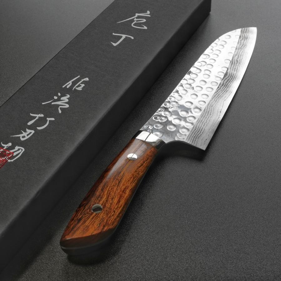 包丁 三徳 180mm 佐治打刃物 槌目 SRS13 粉末ハイス鋼 アイアン 包丁 三徳 180mm 佐治打刃物 槌目 SRS13 粉末ハイス鋼 アイアン