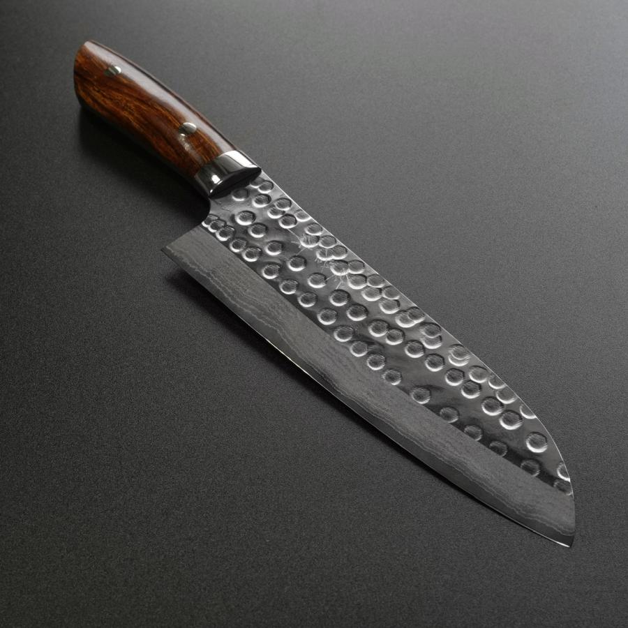 包丁 三徳 180mm 佐治打刃物 槌目 SRS13 粉末ハイス鋼 アイアン 包丁 三徳 180mm 佐治打刃物 槌目 SRS13 粉末ハイス鋼 アイアン
