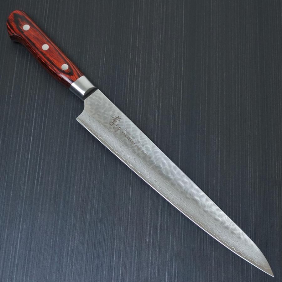 堺孝行 包丁 筋引 240mm 筋引き 33層ダマスカス V金10号 ステンレス 槌