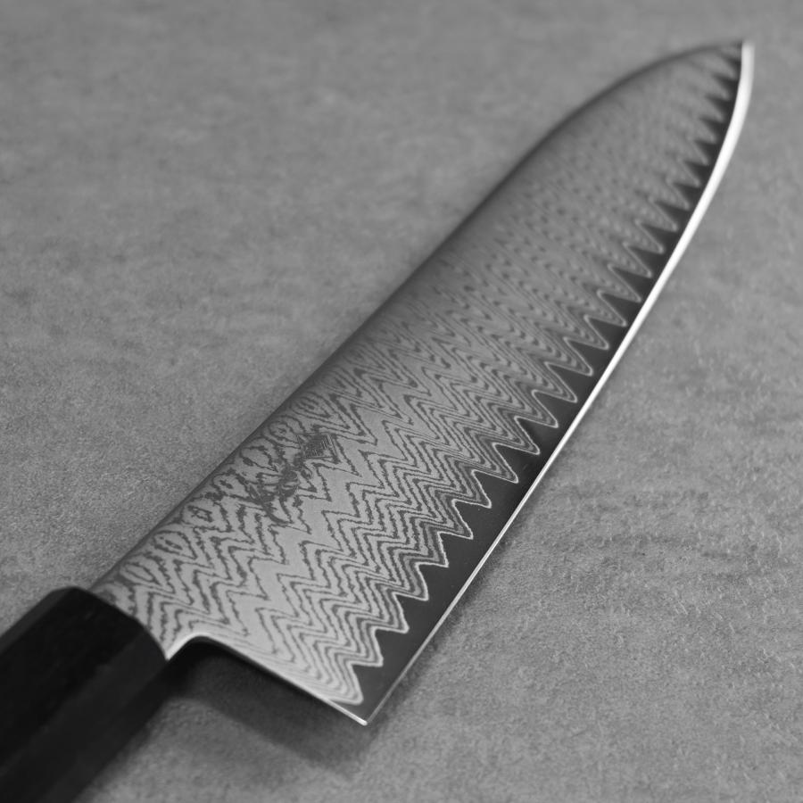 包丁 牛刀 210mm 寛丈 ウェイブダマスカス V金10号 ステンレス 黒檀柄