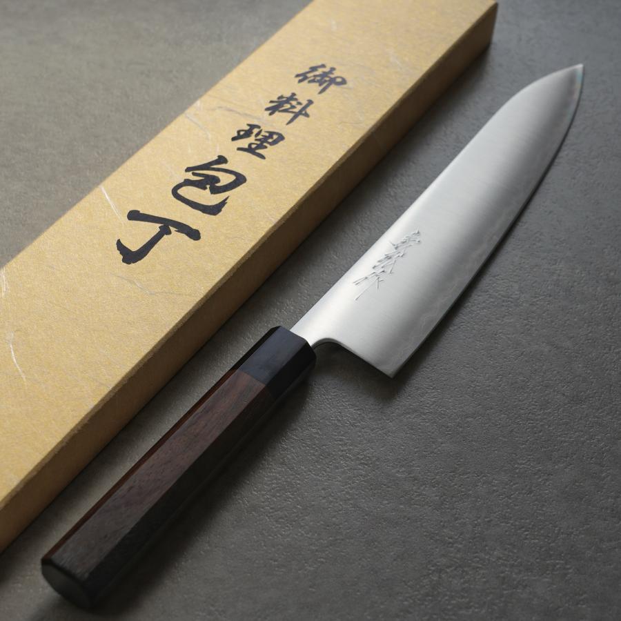 郷右馬允義弘造和牛刀包丁 青鋼 9寸山脇刃物製作所紫檀白水牛八角柄