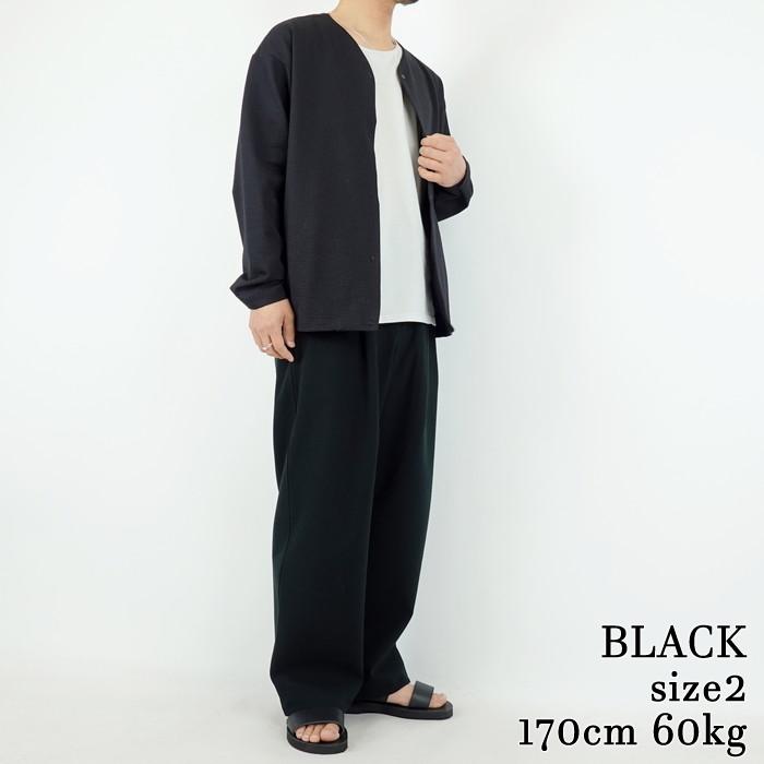 ✨未使用✨ CURLY カーリー　ノーカラー　ジャケット　カーディガン　Lサイズ Curly（カーリー） シアサッカースナップボタンカーディガン