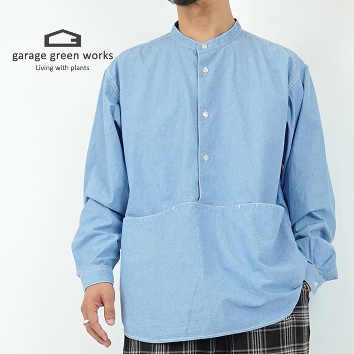 garage green works フラワーポケットダンガリーシャツ ガレージ