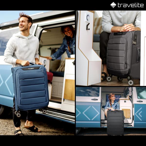 スーツケース Mサイズ 超軽量 トラべライト タイヤ 静音 片開き ソフト