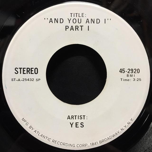激レア米テスト・プレス！YES / AND YOU AND I (US-ORIGINAL) MONO / STEREO 収録 AND YOU US 商品説明