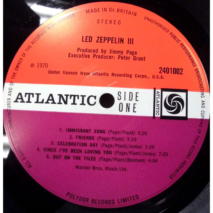 ●UK-Atlanticオリジナル””w/5:5，Peter Grant Credit!!”” Led Zeppelin / Led Zeppelin III Zeppelin Led Grant Credit ”” III
