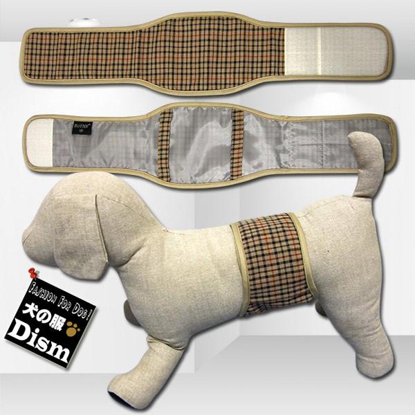 犬服 マナーベルト タータンチェック・ブラウン 吸収体装着部分幅広