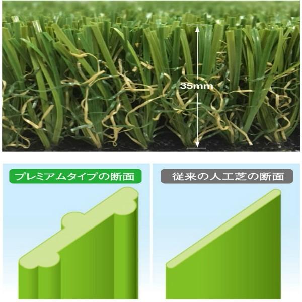 リアル人工芝 クローバーターフ プレミアムタイプ 1m×10m 草丈35mm（プロ仕様・防炎・遮熱素材・耐静電気素材・透水性UP・高密度・クッション性抜群・耐久性UP)の画像