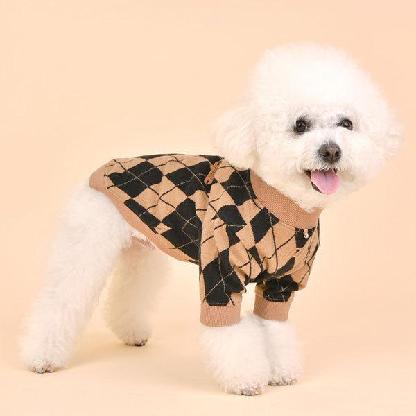 Puppia 犬服 PUPPIA リードフック付き アーガイル柄トレーナー