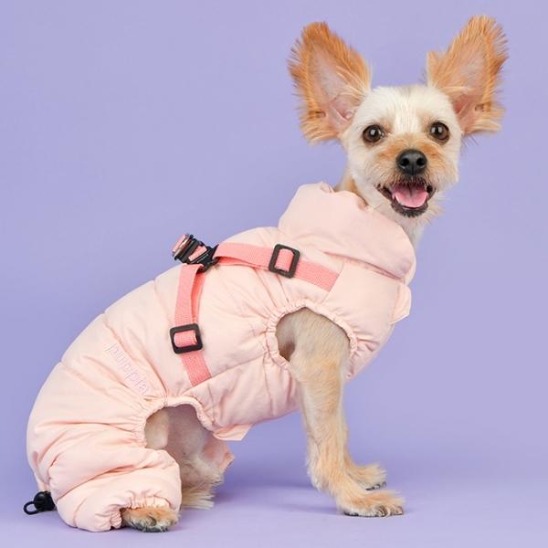 犬用品 ［puppia］防寒ジャンプスーツ ピンク 冬服 犬服 Mサイズ
