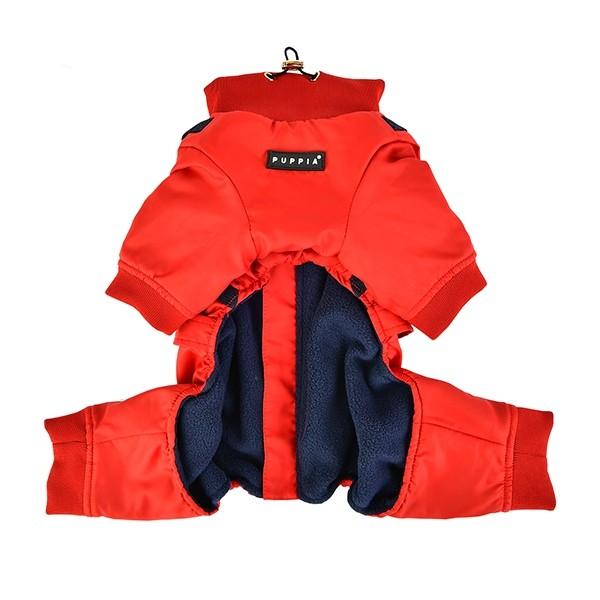 PUPPIA ハーネス一体型 背中開き 防寒 ジャンプスーツ 裏地フリースM Puppia 犬服 PUPPIA ハーネス一体型防寒ジャンプスーツ