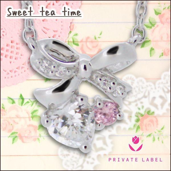 プライベートレーベル Private Label ネックレス レディース グリッターリボン シルバー ジュエリー ファッション アクセサリー ペンダント 正規品