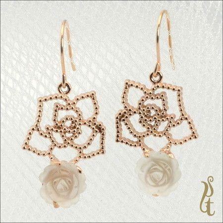 ウズイスト UZUIST ピアス レディース アクセサリー K10PG ホワイトクォーツ 薔薇 鏡面仕上げ IP-171 レビューを書いて送料無料