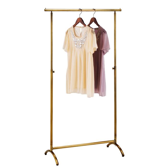 ハンガーラック 1段 幅90cm アンティークゴールド アジャスター付き 高