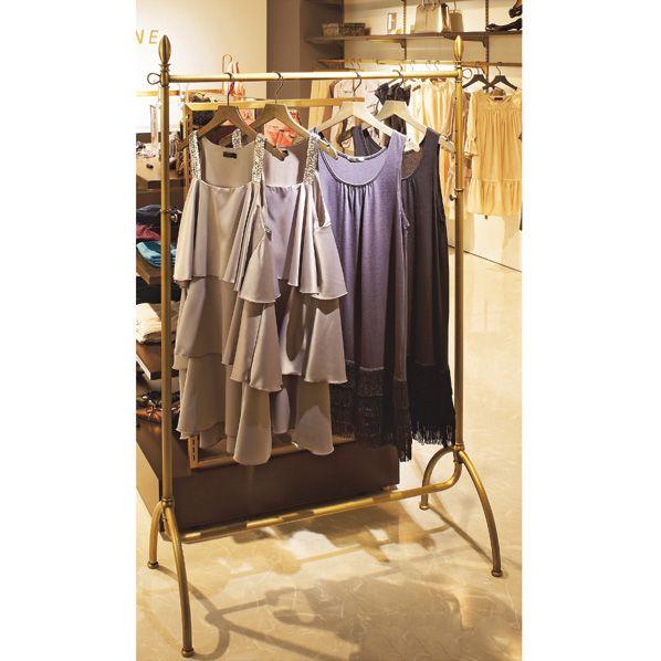 ゴールドハンガーラック アンティーク 1段 装飾アールタイプ 幅120cm