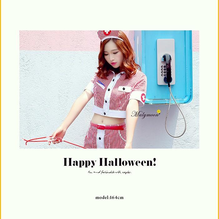 ナース コスプレ レディース costume(コスチューム)アメリカンストライプナース(トップス・スカート・カチューシャ・聴診器・ニーハイ・ベルト) |  | 01