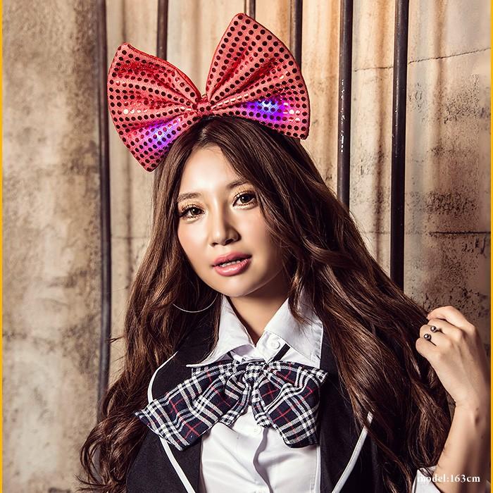 レディース 小物 costume(コスチューム)光るリボンカチューシャ (ゆうパケット1) イベント 仮装 衣装 グループ 可愛い 宴会 余興 イベントーグッズ  ペア |  | 02