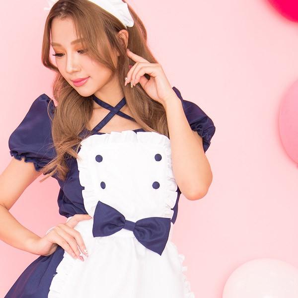 メイドコスプレ  イベント costume(コスチューム) イベント メイド 3点セット（エプロン付きワンピース、カチューシャ、リボン）セット 可愛い 2023 |  | 02