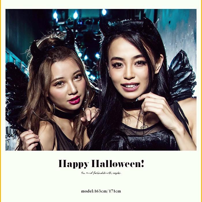 レディース コスプレ レディース costume(コスチューム)ダーク小悪魔ガール 5点セット(ワンピース、カチューシャ、他) イベント デビル ペア お揃い |  | 01