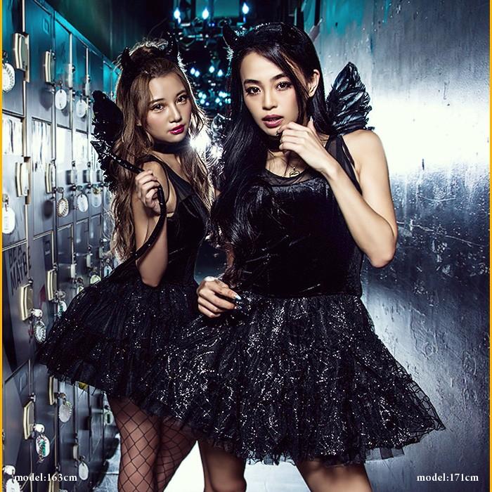 レディース コスプレ レディース costume(コスチューム)ダーク小悪魔ガール 5点セット(ワンピース、カチューシャ、他) イベント デビル ペア お揃い |  | 02