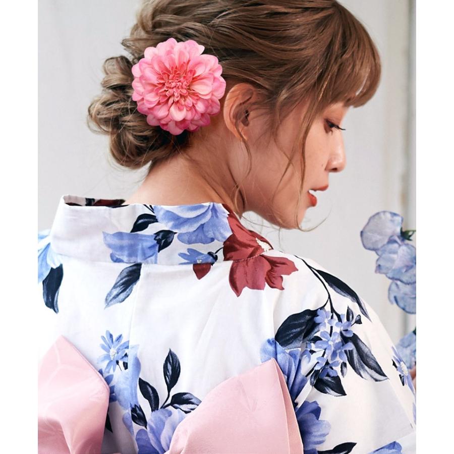 dita浴衣 花柄浴衣セット（白地・赤・紫・青） 下駄、帯飾り、髪飾り付き 楽天市場】浴衣 5点セット レディース 2025年 大人 簡単着付け